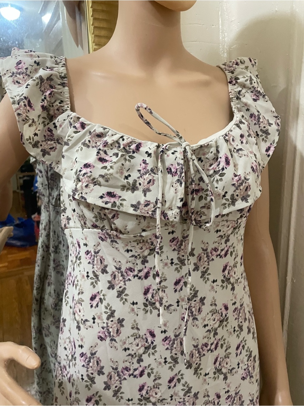 wild fable Cream Floral Maxi Dress with Purple Accents - Picture 7 of 10